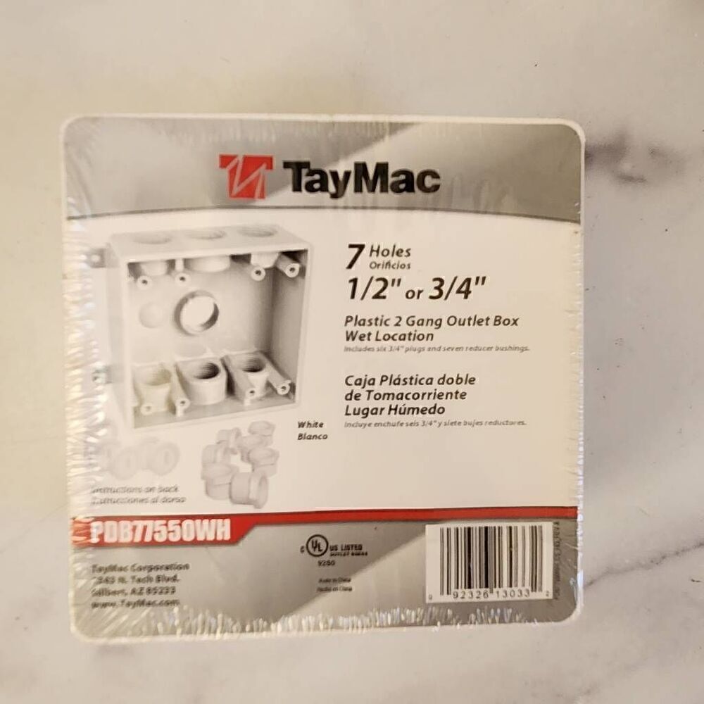 Taymac 2 gang outlet box new and package White wet location 1/2 or 3/4 in